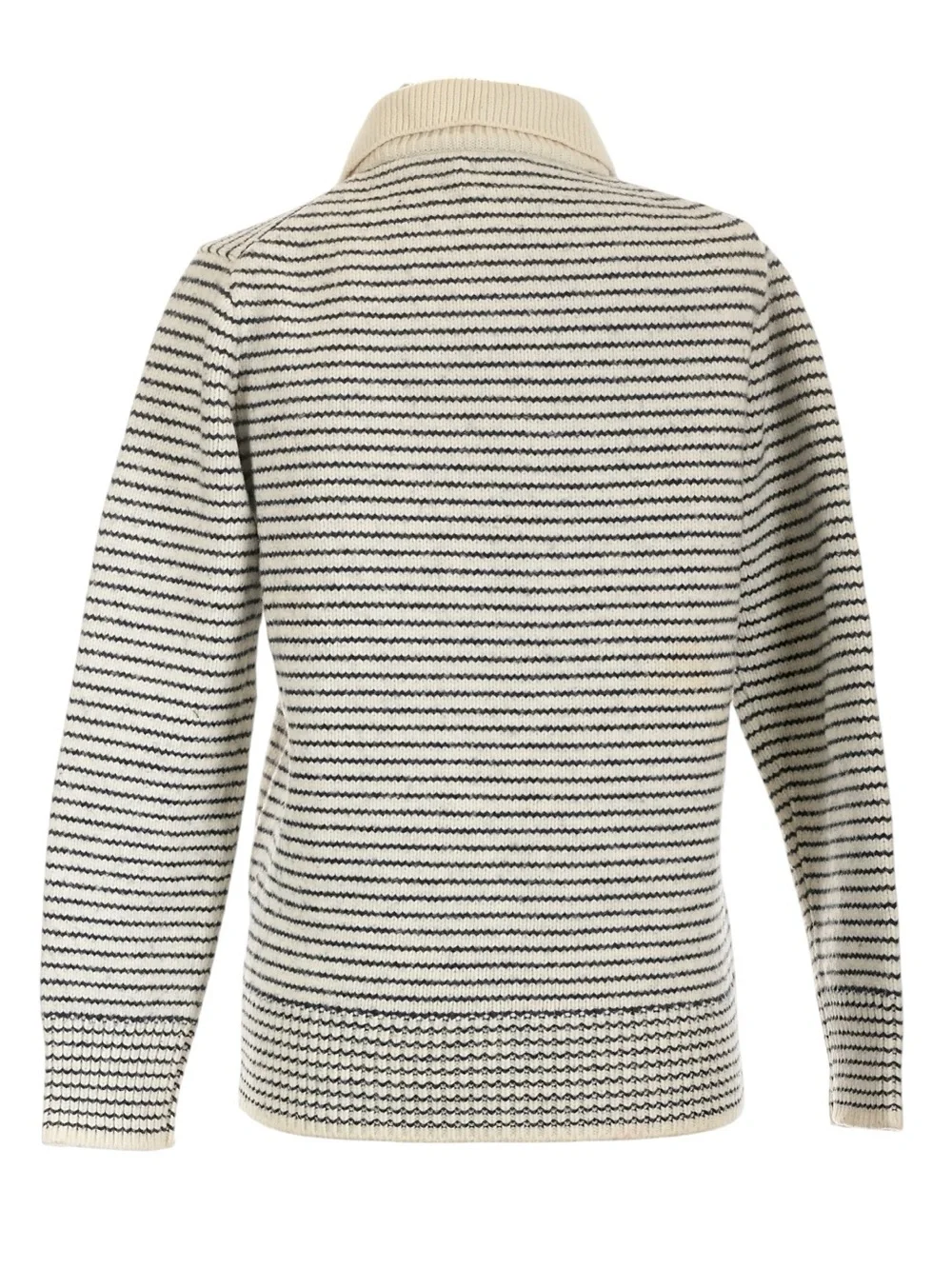 J. Crew Rugged Merino Wool Blend Collared Sweater in Stripe L Blue Cream